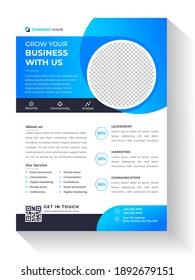 Corporate business flyer poster pamphlet brochure cover template design with blue color. marketing, business proposal, promotion, advertise, publication, cover page. eps 10 vector illustration