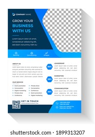 Corporate Business Flyer Poster Pamphlet Brochure Cover Template Design With Blue Color. Marketing, Business Proposal, Promotion, Advertise, Publication, Cover Page. Eps 10 Vector Illustration