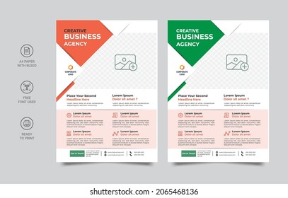 Corporate Business Flyer poster pamphlet brochure cover design layout background, two colors scheme, vector template in A4 size