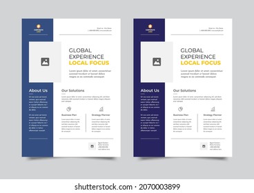 Corporate Business Flyer poster pamphlet brochure cover design layout background, two colors scheme, vector template in A4 size.  Flyers Poster template.