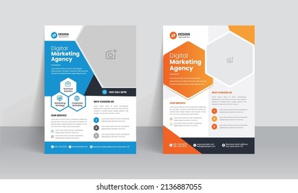 Corporate Business Flyer poster pamphlet brochure cover design layout background, two colors scheme, vector template in A4 size