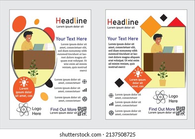 Corporate Business Flyer poster pamphlet brochure cover design layout white background, two designs, vector template in A4 size - Vector