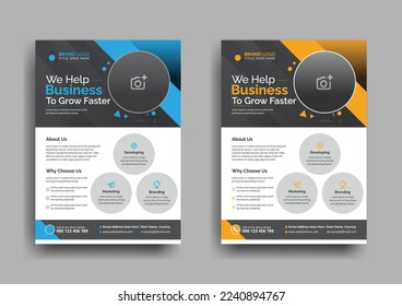 Corporate Business Flyer poster pamphlet brochure cover design layout background, two colors scheme, vector template in A4 size - Vector