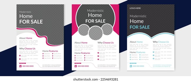 Corporate Business Flyer poster pamphlet vector template brochure cover design layout background, three flyers scheme,  in A4 size - Vector