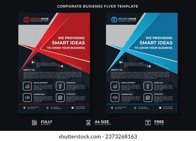 Corporate Business Flyer poster pamphlet brochure cover design layout background, two colors scheme, vector template in A4 size - Vector