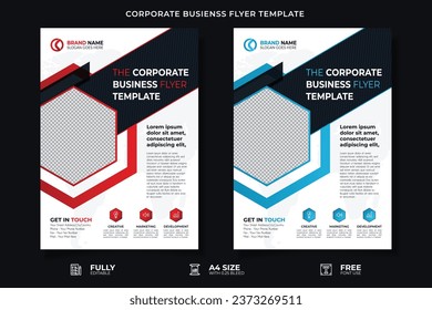 Corporate Business Flyer poster pamphlet brochure cover design layout background, two colors scheme, vector template in A4 size - Vector