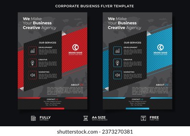 Corporate Business Flyer poster pamphlet brochure cover design layout background, two colors scheme, vector template in A4 size - Vector