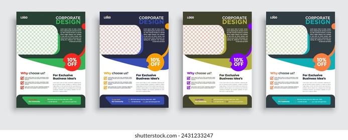 Corporate Business Flyer poster pamphlet brochure cover design layout background, two colors scheme, vector template in A4 size - Vector