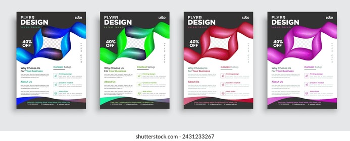 Corporate Business Flyer poster pamphlet brochure cover design layout background, two colors scheme, vector template in A4 size - Vector