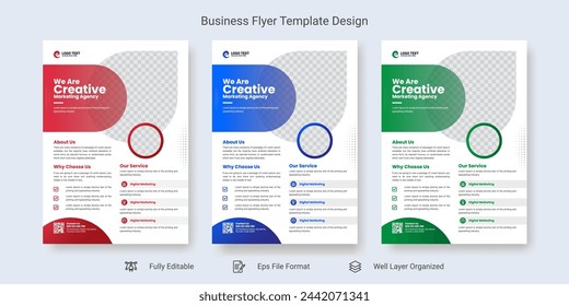 Folleto de cartel de volante de negocios corporativo folleto de diseño de portada de fondo, esquema de tres colores, plantilla vectorial en tamaño A4