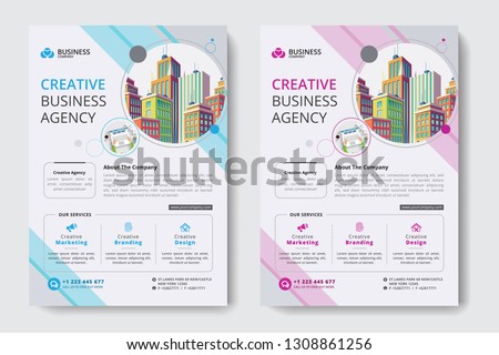 Corporate Business Flyer poster pamphlet brochure cover design layout background, two colors scheme, vector template in A4 size - Vector