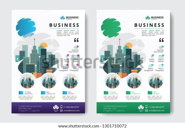 Corporate Business Flyer poster pamphlet brochure\
cover design layout background, two colors scheme, vector template\
in A4 size - Vector