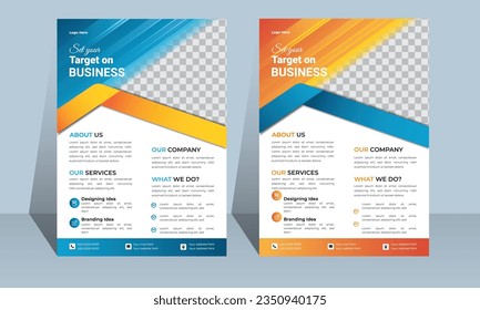 Corporate Business Flyer poster Template design two colors scheme, vector template in A4 size - Vector
