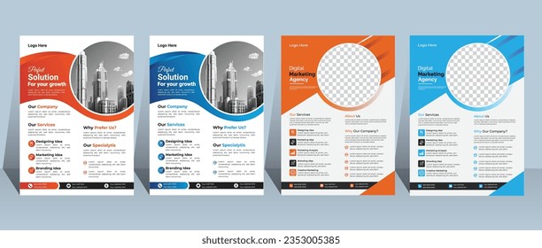 Corporate Business Flyer poster Template design two colors scheme, vector template in A4 size - Vector
