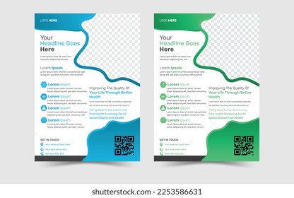 Corporate Business Flyer poster, Two colors scheme, Healthcare cover a4 template, Modern Medical Flyer Template Design, Healthcare business flyer ,health care cover template ,vector illustration