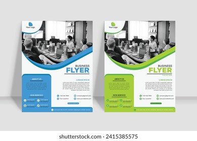 Corporate business flyer template  in A4. 2 Color ways included.Can be adapt to Brochure, Annual Report, Magazine,Poster, Corporate Presentation, Portfolio, Banner, Website.