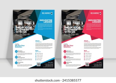 Corporate business flyer template  in A4. 2 Color ways included.Can be adapt to Brochure, Annual Report, Magazine,Poster, Corporate Presentation, Portfolio, Banner, Website.