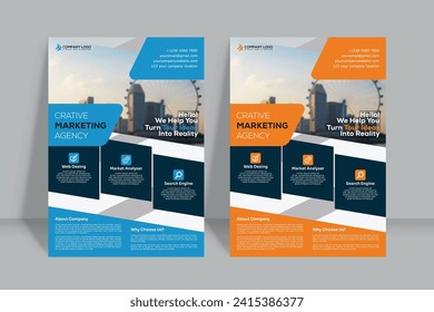 Corporate business flyer template  in A4. 2 Color ways included.Can be adapt to Brochure, Annual Report, Magazine,Poster, Corporate Presentation, Portfolio, Banner, Website.