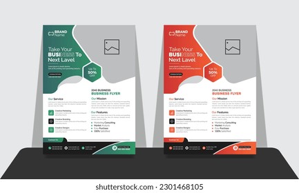 Corporate Business Flyer Template Colorful Geometric shape. Trendy creative minimal official advertising flyer with print design. vector template design.