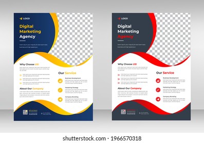 Corporate business flyer template design set with yellow and red color. marketing, business proposal, promotion, advertise, publication, cover page. digital marketing agency flyer design.