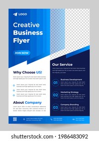 Corporate business flyer template design with blue color. marketing, business proposal, promotion, advertise, publication, cover page. digital marketing agency flyer design. new business  flyer design
