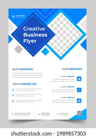 Corporate business flyer template design with blue color. marketing, business proposal, promotion, advertise, publication, cover page. digital marketing agency flyer design. new business flyer design