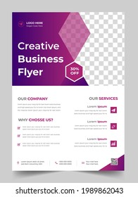 Corporate business flyer template design Purple color. marketing, business proposal, promotion, advertise, publication, cover page. digital marketing agency flyer design. new business flyer design