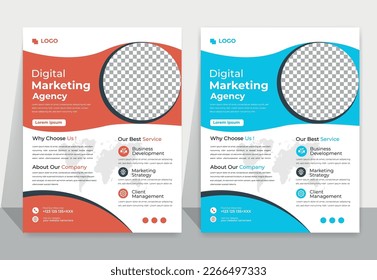 Corporate business flyer template design set with blue and red color. marketing, business proposal, promotion, advertise, publication, cover page. marketing social media post template.