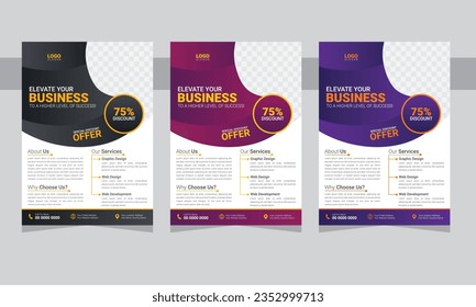 Corporate business flyer template design set, Brochure design, cover modern layout, annual report, poster, flyer in A4 with colorful business proposal, promotion, advertise, publication, cover page.