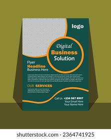 Corporate business flyer template design set with Orange and Green color. digital marketing agency flyer, business marketing flyer set, grow your business digital marketing new flyer.