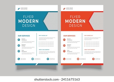 Corporate business flyer template design set with 2 different color. marketing, business proposal, promotion, advertise, publication, cover page. Digital marketing flyer set design.