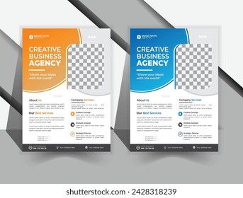 Corporate business flyer template design set with blue, orange, red  color. marketing, business proposal, promotion, advertise, publication, cover page. new digital marketing flyer set.