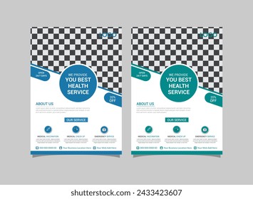 Corporate business flyer template design Green, blue and cyan Medical flayer Design Template Healthcare and Medical pharmacy flyer and brochure template design