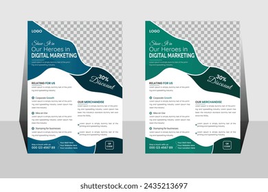 Corporate business flyer template design set with, two color. marketing, business proposal, promotion, advertise, publication, cover page. new digital marketing flyer set. 