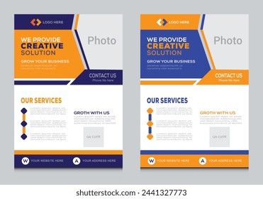 Corporate business flyer template design set with blue, orange, color. marketing, business proposal, promotion, advertise,
publication, cover page. new digital marketing flyer set.