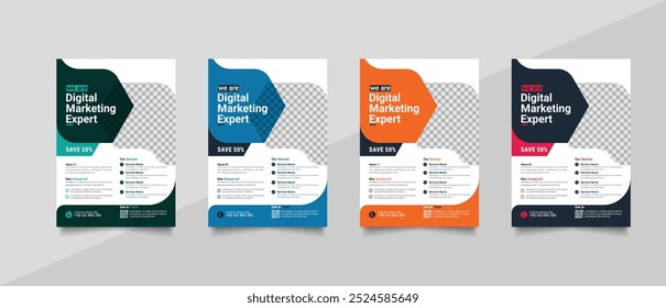 Corporate business flyer template design set with blue, orange, red, and blue colors. marketing, business proposal, promotion, advertising marketing Business Flyer set