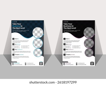 Corporate business flyer template design set, Brochure design, cobrir layout moderno, relatório anual, cartaz, folheto em A4 com proposta de negócios colorida, promoção, anúncio, publicação, folha de rosto.