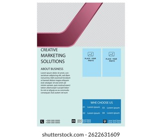 Modelo de folheto de negócios corporativos conjunto com azul, laranja, vermelho e amarelo cor. marketing, proposta de negócios, promoção, anúncio, publicação, folha de rosto. novo conjunto de folheto de marketing digital.