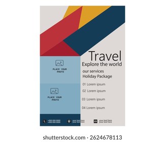Modelo de folheto de negócios corporativos conjunto com azul, laranja, vermelho e amarelo cor. marketing, proposta de negócios, promoção, anúncio, publicação, folha de rosto. novo conjunto de folheto de marketing digital.