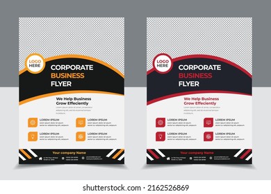 Corporate business flyer template designs in red and yellow.