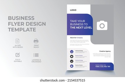 Corporate Business Flyer Template. Marketing Agency Flyer In A4 Size.Business Flyer Design