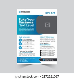 Corporate or Business Flyer template, modern poster, banner, brochure, cover, magazine vector with creative, eye catching, professional and abstract blue color A4 Layout