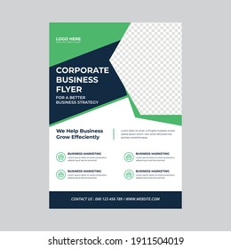 Corporate business flyer template, one colors design, vector template in A4 size - Vector