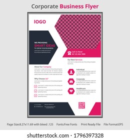 Corporate business flyer template with Red geometric shapes Premium Vector