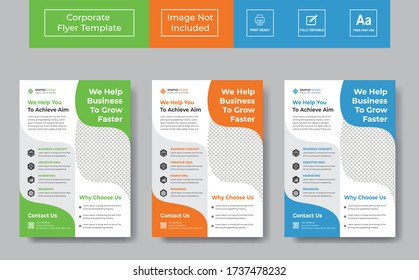 Corporate Business Flyer Template vector design for Brochure, Annual Report, Magazine, Poster, Corporate Presentation, Portfolio, Flyer, layout leaflet promotion marketing blue green orange abstract