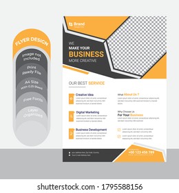 Diseño vectorial de la plantilla de viajero corporativo, Forma geométrica de la plantilla de volante utilizada para el diseño de afiches empresariales y folletos. Diseño gráfico con triángulo