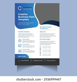 Corporate Business flyer template vector design, Flyer Template Geometric shape used for business poster Graphic design layout, IT Company flyer with blue geometric shapes.