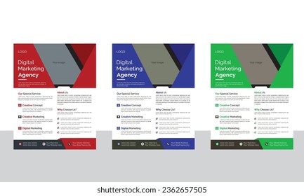 Corporate Business flyer template vector design. business flyer template design with three color variation bundle. Vector template design for business flyer.