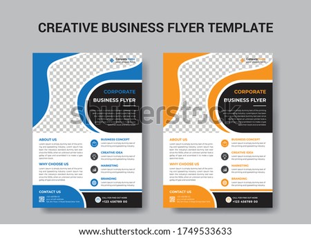 Corporate Business Flyer Template vector design for Brochure, Annual Report, Magazine, Poster, Corporate Presentation, Portfolio, Flyer, layout leaflet promotion marketing blue green orange abstract