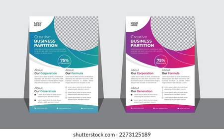 Corporate Business, Flyer two colors scheme, Simple layout design  vector template in A4 size leaflet, brochure